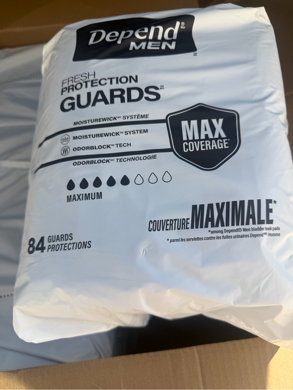 Depend men max coverage guards 84 count